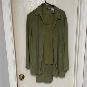 Olive Green Women's Jacket  Top and pants set
